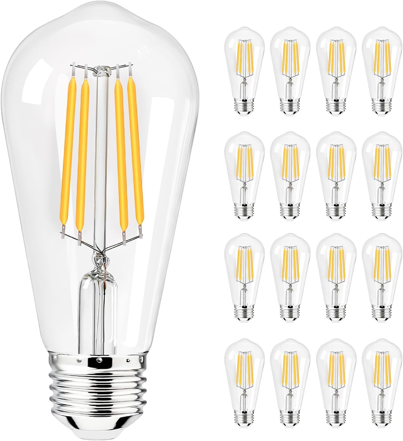 WASTROYAL ST58 LED Light Bulbs, Shatterproof Edison Bulbs 60 Watt Equivalent, E26 Base 2700K LED Bulb, Vintage Decorative Light for Home Lighting, Bedroom, Bathroom,Non-dimmable (4pack-Warm White) - Image 7